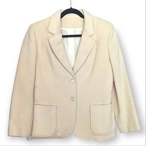 Vintage 100% Cashmere 70's Ivory Cream Blazer Coat Suit Jacket size 6